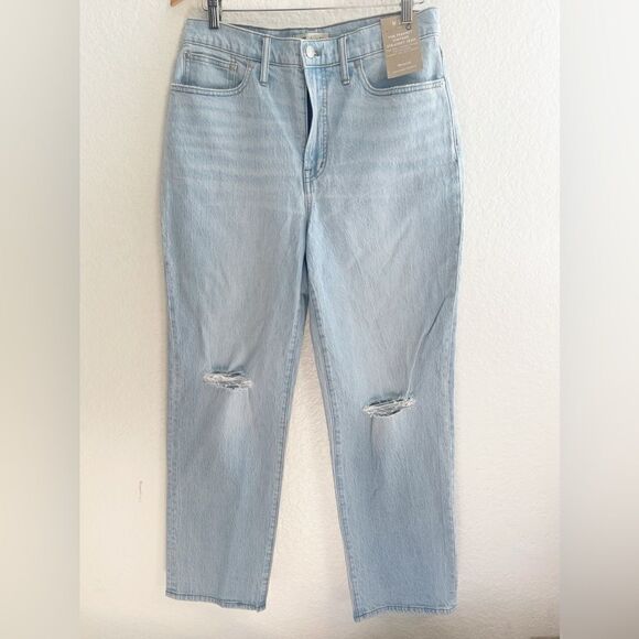Madewell The Perfect Vintage Straight Jean in Danby light blue Wash rips NWT 29 - Picture 4 of 9